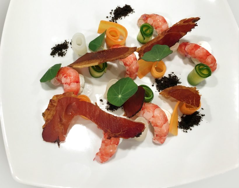 Shrimp with speck